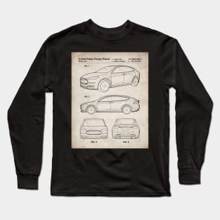 Tesla Model S Patent - Tesla Art - Antique Long Sleeve T-Shirt